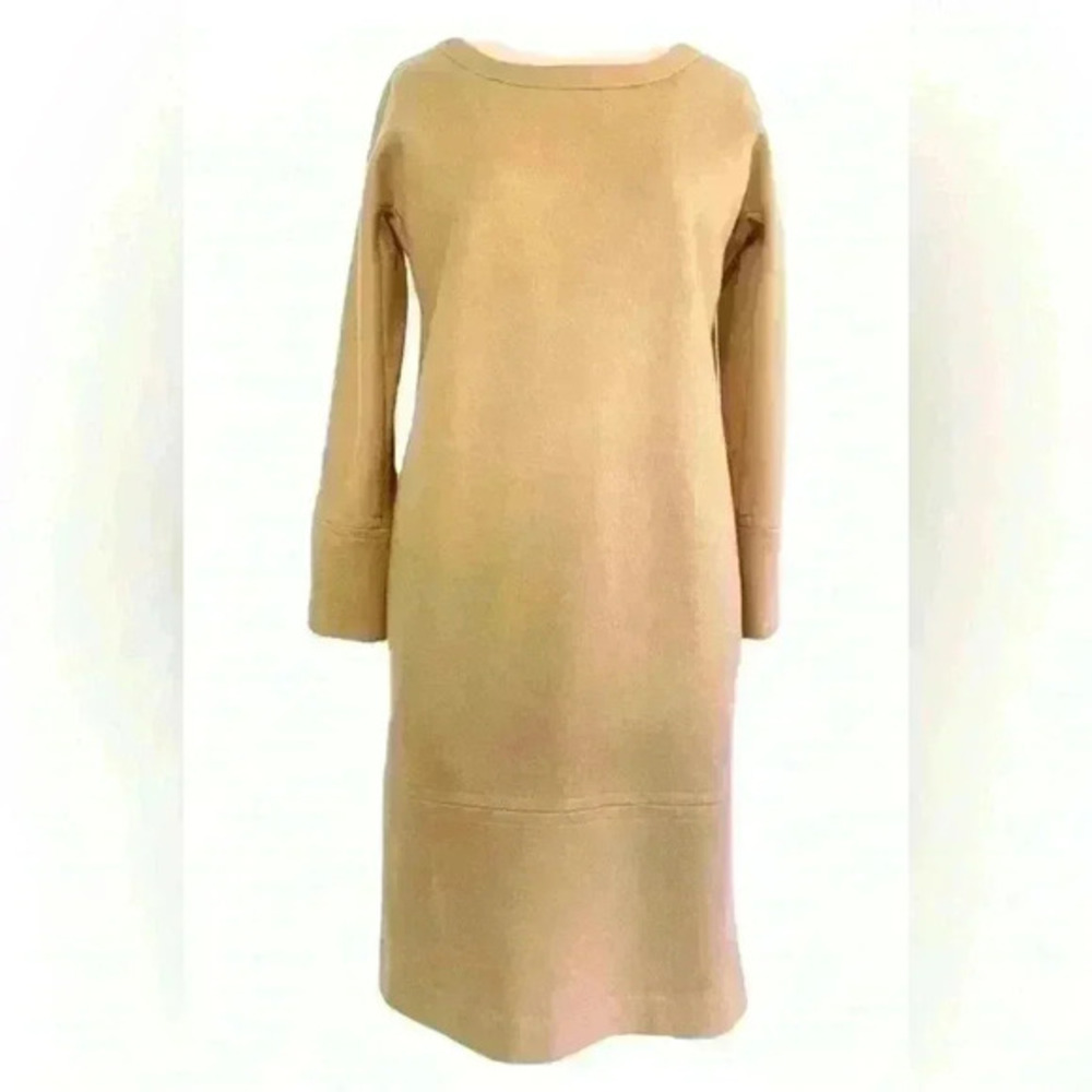 MaxMara Womens Knit Long Sleeve Dress Size 44 Tan 100% Virgin Wool | Italian